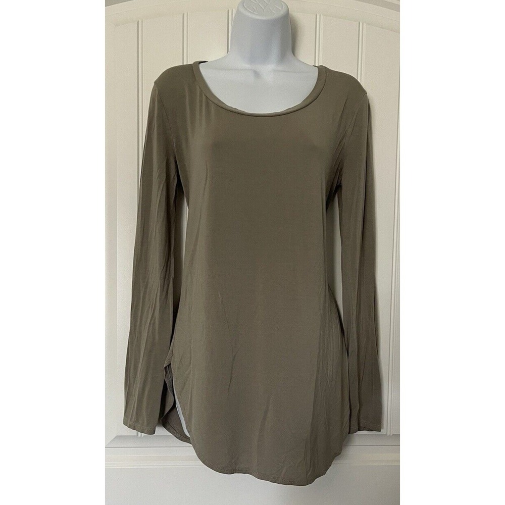 Emmas Closet Womens Green Small Long‎ Sleeve Shirt Lightweight Stretchy Blouse